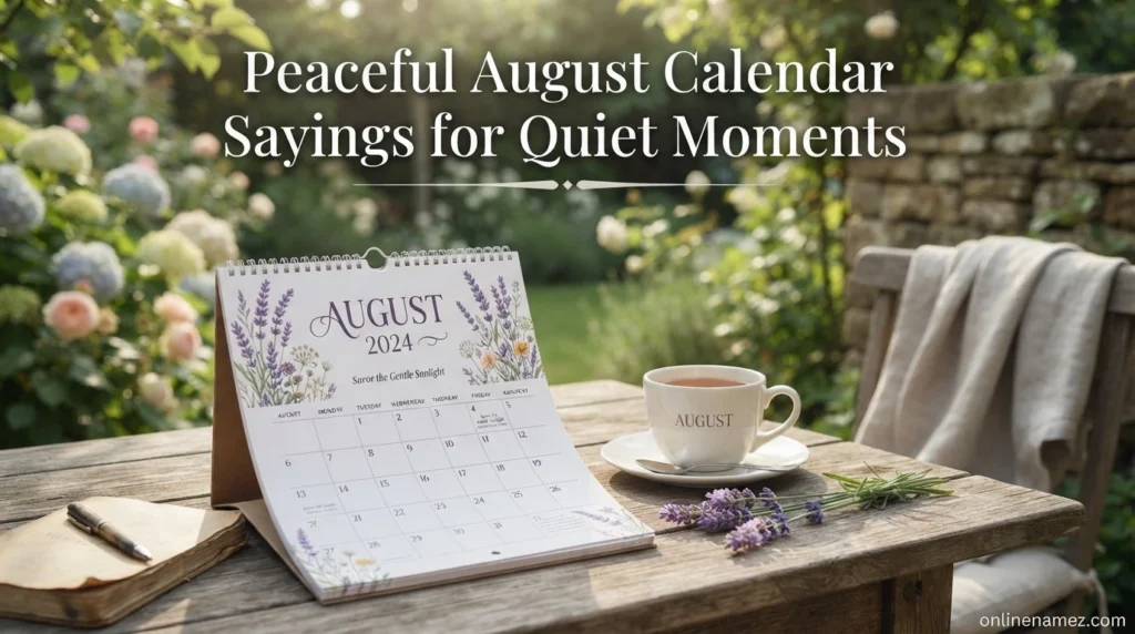 Peaceful August Calendar Sayings for Quiet Moments