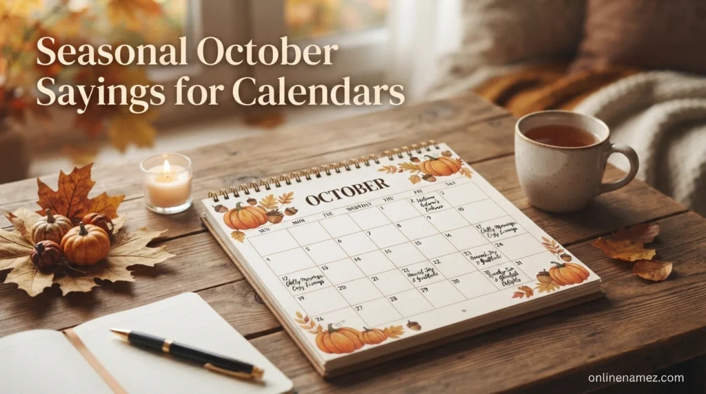 Seasonal October Sayings for Calendars